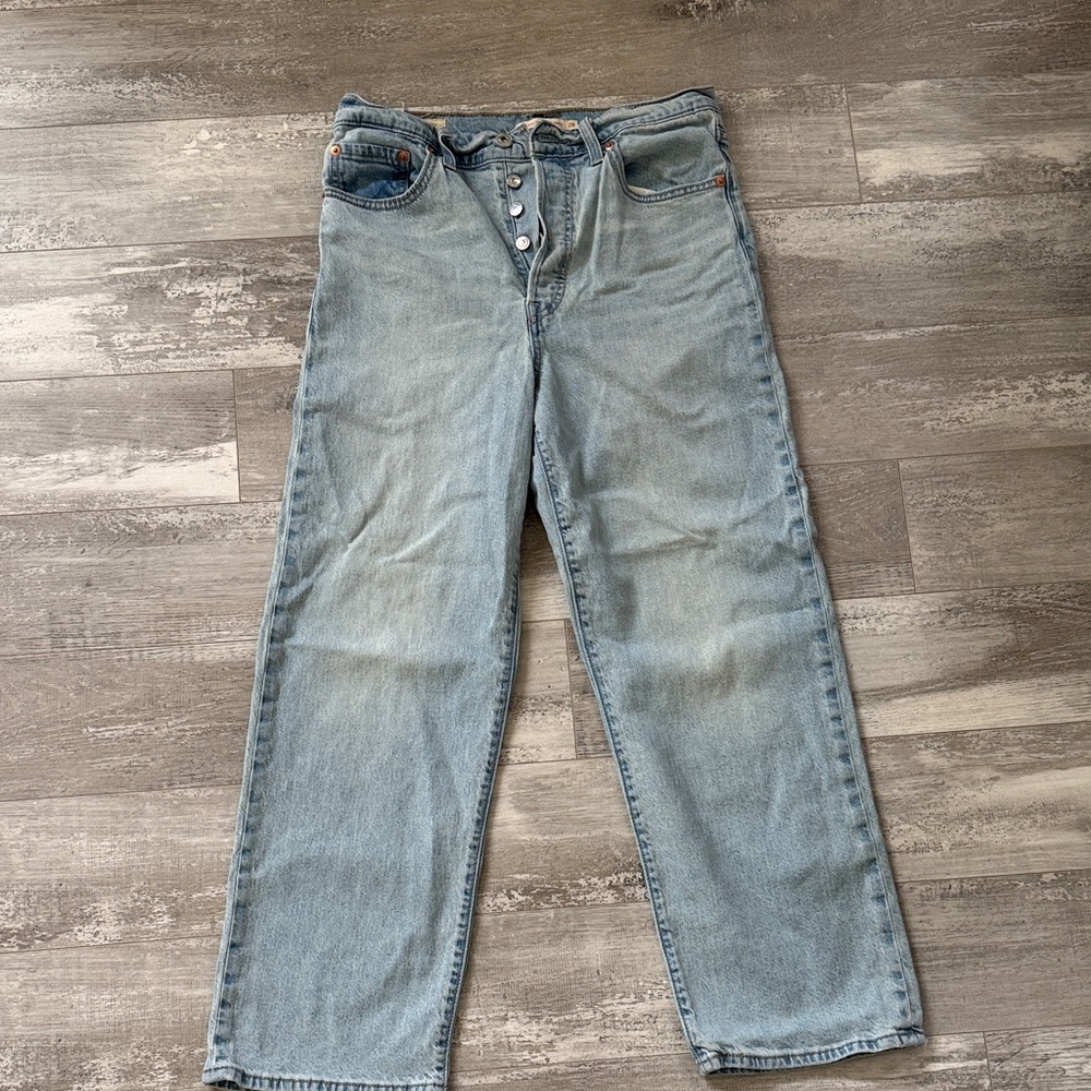 Levi's Light Blue Ribcage Straight Ankle Jeans